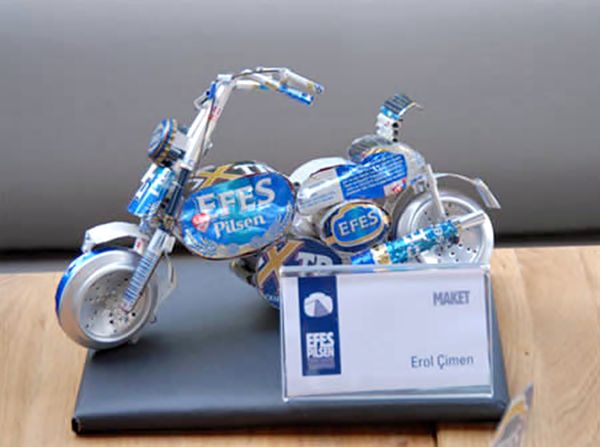 A bike made from beer cans