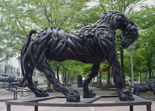 Animal Sculptures Made of Recycled Tire