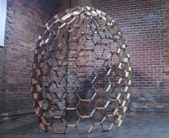 basket shaped installation fills itself with plant