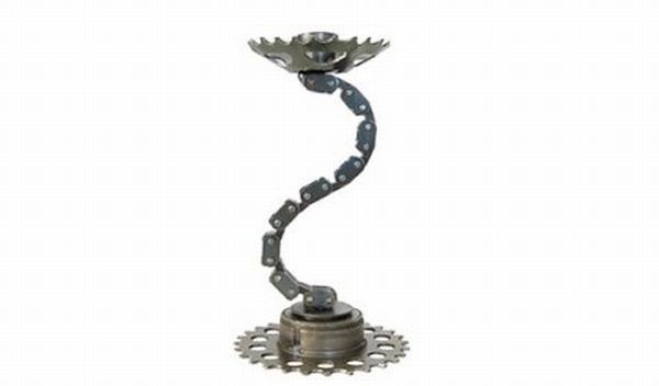 Candle Holder Made from Recycled Bicycle Parts