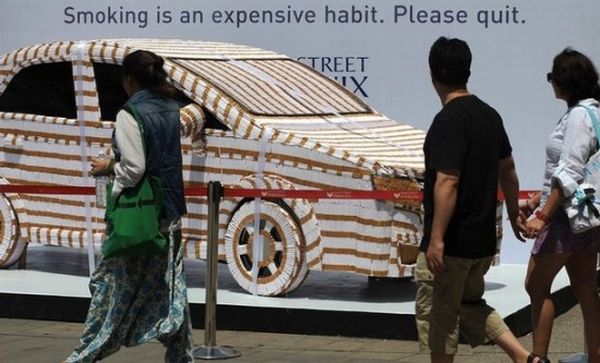 Car installation made from cigarettes 2