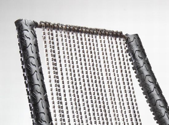 chain rocker made from recycled bicycle chains and
