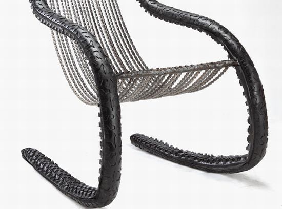 chain rocker made from recycled bicycle chains and