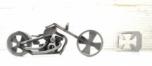 chopper sculpture from recycled steel 1