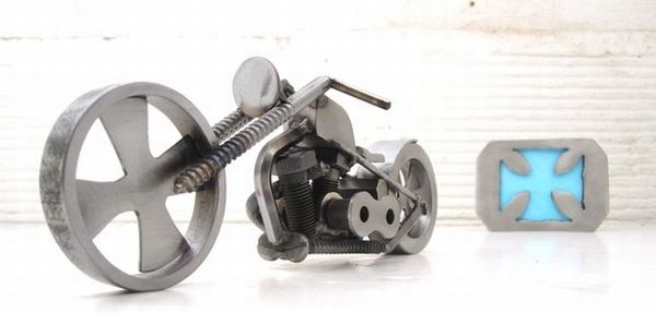chopper sculpture from recycled steel 3