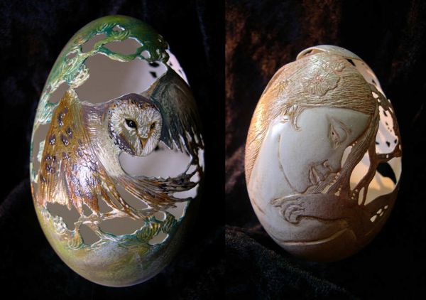 Christel Assante, egg shell carver