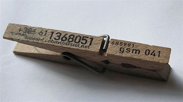 Clothespin business card