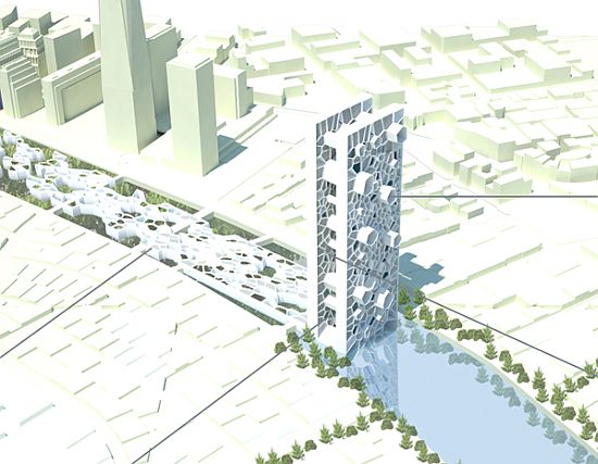 concept downtown skyscraper acts as giant water pu
