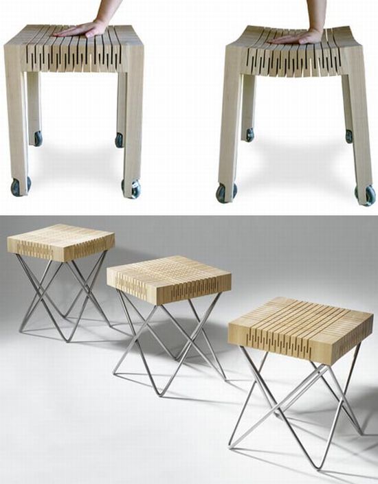 flexible wheeled wood stool 1