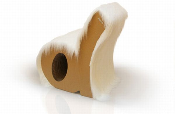 furry alphabet letter chair made from corrugated c