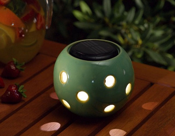 Green glazed ceramic solar sphere lantern