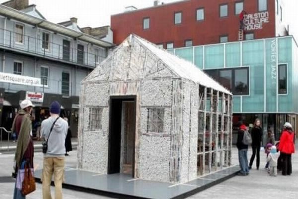 House made of newspaper