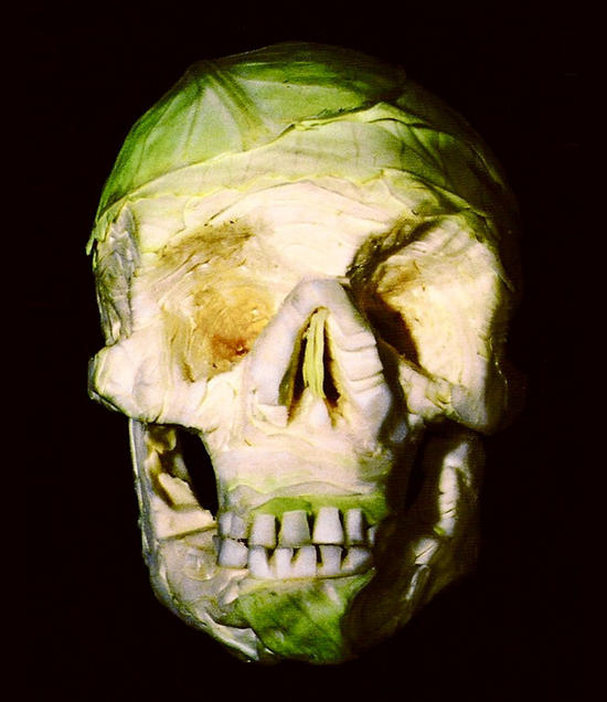 incredible skull sculptures made from fruits and v