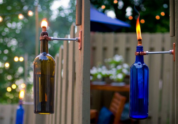 making a torch from an old wine bottle