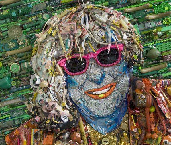 Mosaic Celebrity Portraits Made From Their Junk