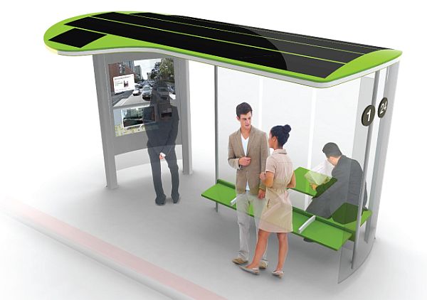 Multi-functional solar bus stop