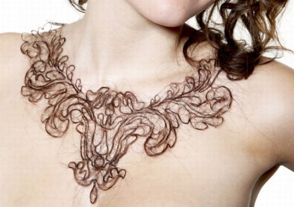 Necklace made from human hair