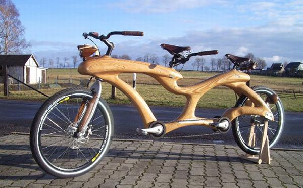 one-of-a-kind wooden bicycle
