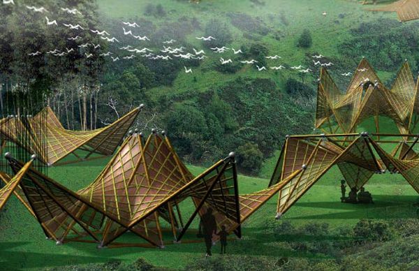 Origami-Inspired Folding Bamboo House
