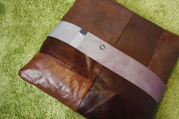 patch pillows made from reclaimed leather scraps 1