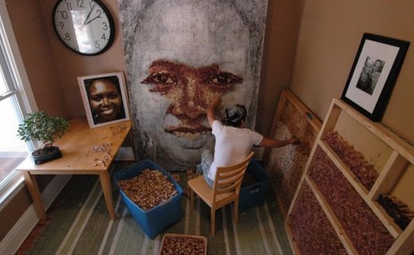 Portraits Made from Cork