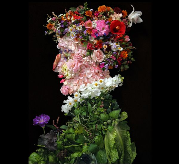 Portraits made of fruits, flowers and vegetables