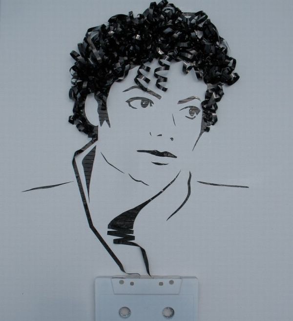 Portraits Made Out of Recycled Cassette Tape