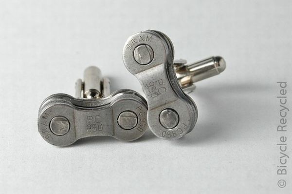 recycled bicycle chain cuff links 1