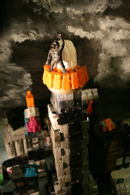 recycled ink cartridges converted into sci fi scul