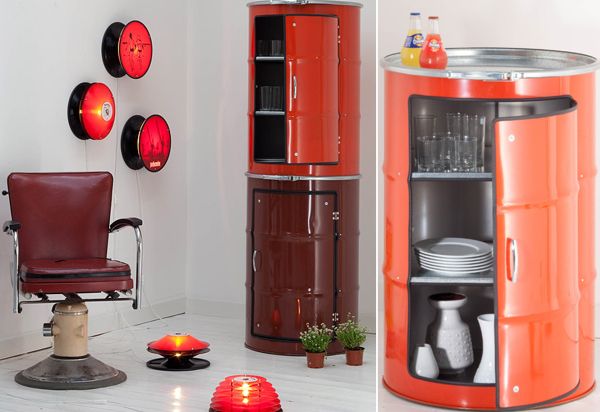 recycled oil barrel cabinets