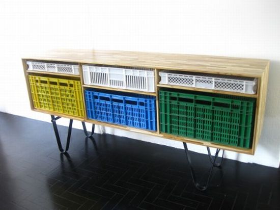 recycled shipping plastic crate furniture 1