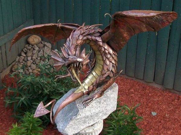 Recycled art made using discarded metal