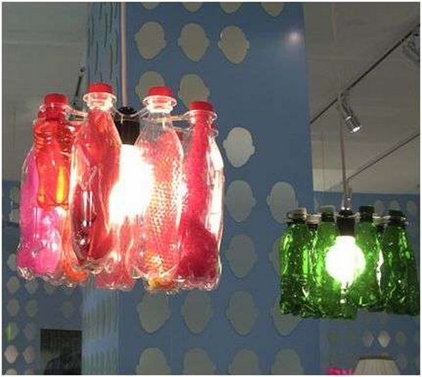 Recycled Bottle Chandeliers