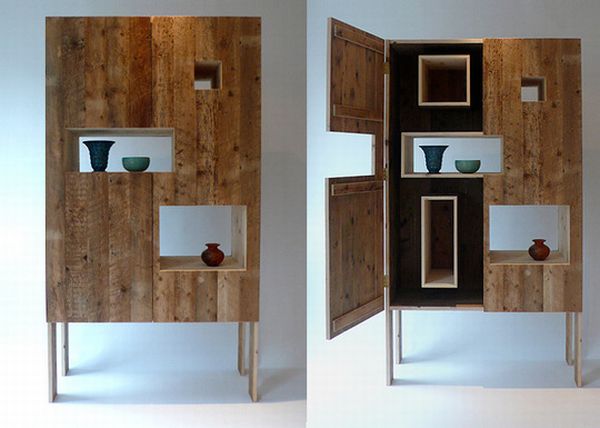 Recycled wood cabinets