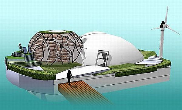 Solar, wind powered floating habitat