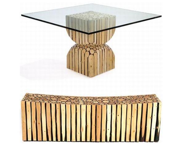 Tables from logs of wood