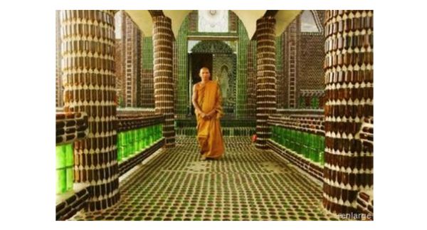 Temple made completely out of beer bottles