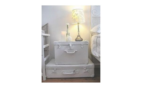 White suitcase nightstand
