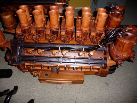 wooden ferrari v12 engine replica 1