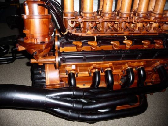 wooden ferrari v12 engine replica 7