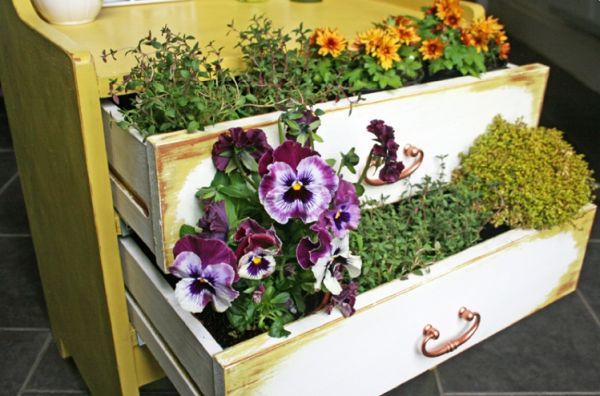 Old dresser turned into a garden