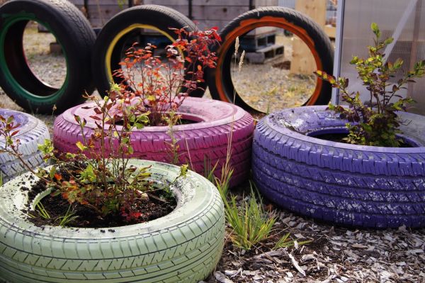 Recycled Old tires Flower planter