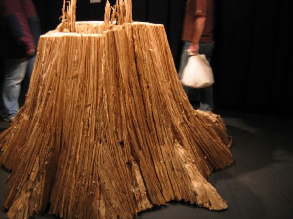 Recycled cardboard tree stumps