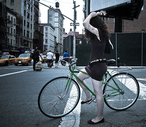 lady and bike