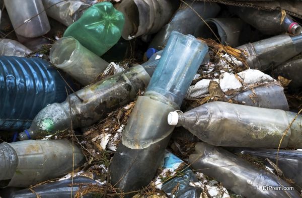garbage the obsolete plastic bottles