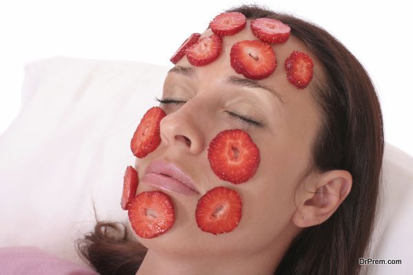 young woman with a Strawberry mask