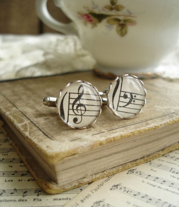 Musical Harmony Silver Cuff Links from Treble and Bass Clef
