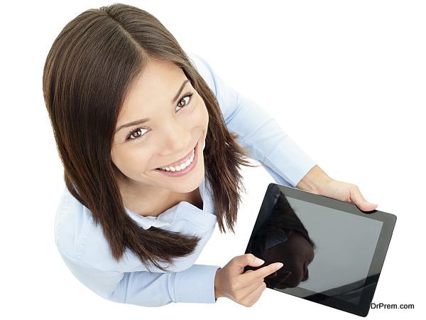 Tablet computer business woman