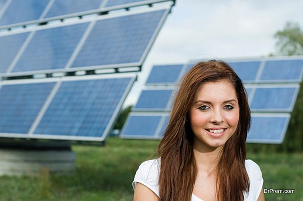girl with solar panels