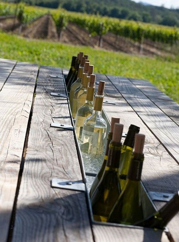 Outdoor table wine cooler